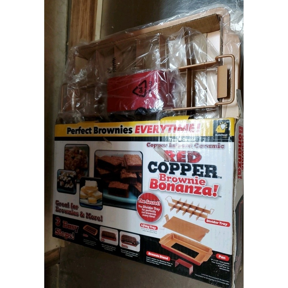 RED COPPER Brownie Bonanza Non Stick Brownie Pan 9x13" 4 Piece Set & Recipe Book